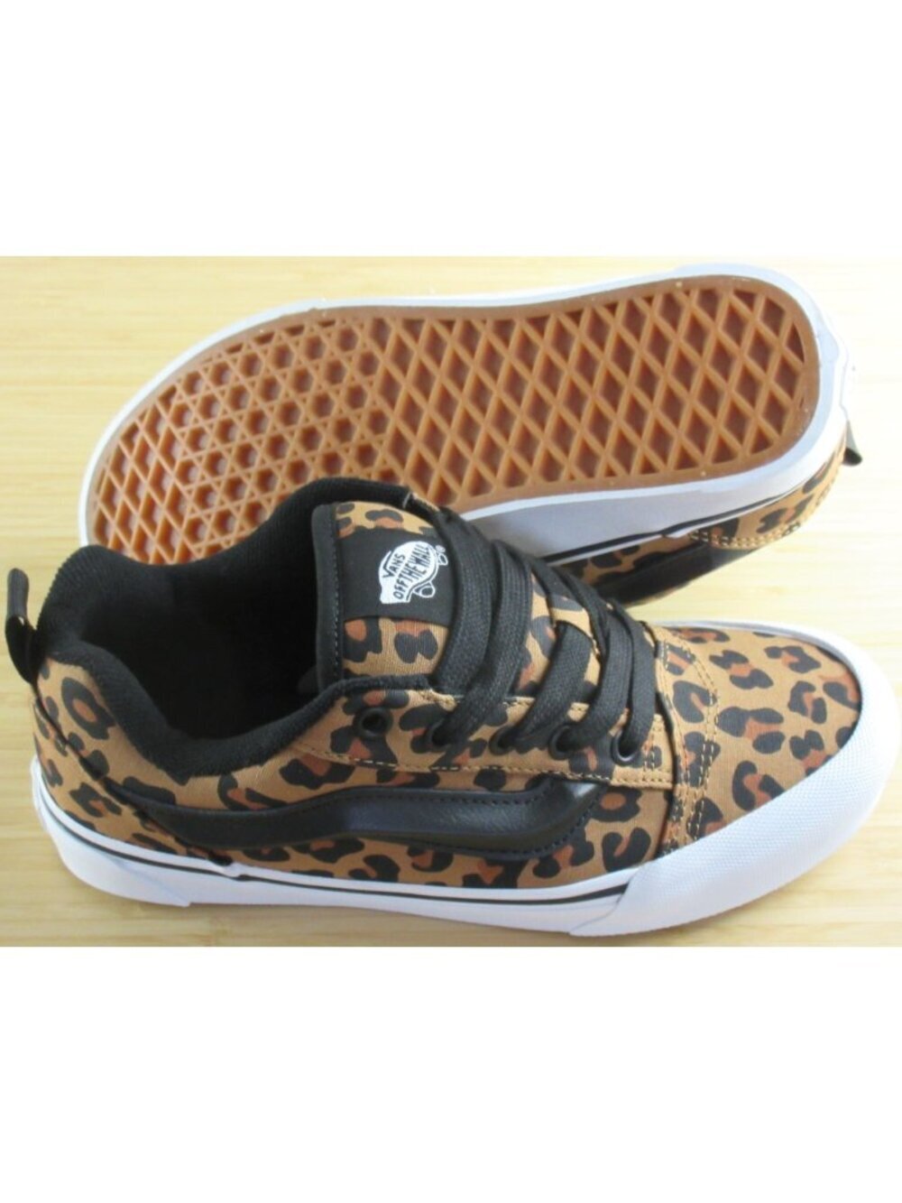 Vans Women's Knu Skool Leopard Black Brown Canvas Lace Up shoes Size 6.5 NIB - Picture 2 of 8